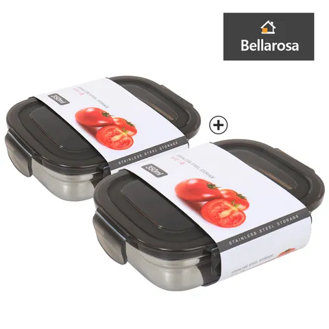 [1+1] 벨라로사 스텐밀폐용기 사각1호 (350ml)(CN7390)