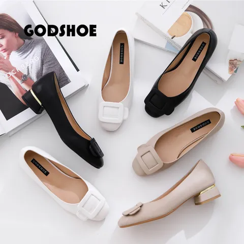 갓슈 골든힐 테레스 스퀘어 3cm 로우힐 펌프스 플랫슈즈