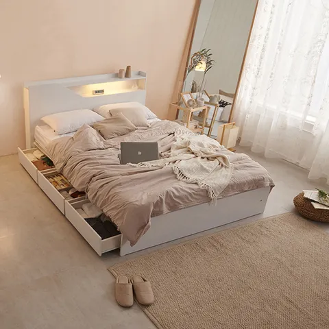 보루네오 하우스 라보떼 산드로 LED 수납서랍형침대 Q (CL텍스+독립스프링) SD08