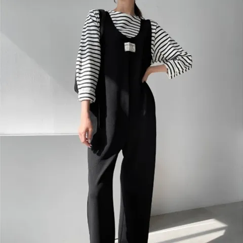 [애슬릿] 국내 생산 라벨 여성 민소매 와이드 점프수트