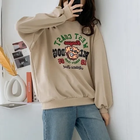 [애슬릿] 국내 생산 면 100% 레터링 불독 맨투맨 티셔츠