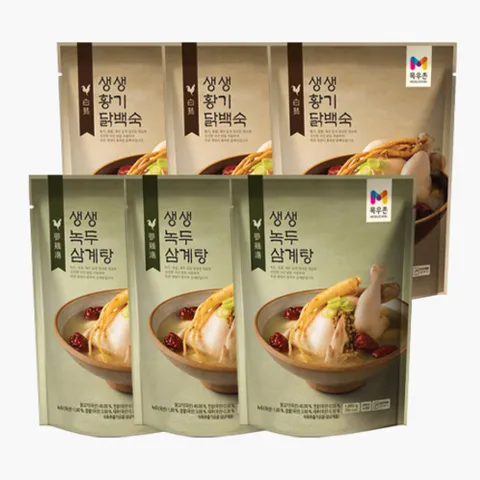 목우촌 생생삼계탕세트(생생녹두삼계탕 3팩+생생황기닭백숙 3팩)