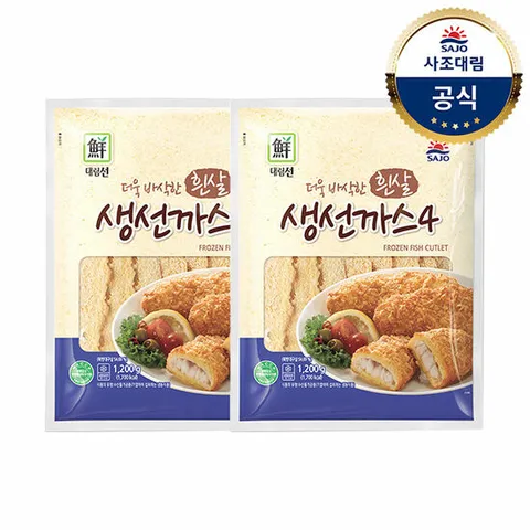 [대림냉동] 바삭한 흰살생선까스 1,200g x2개