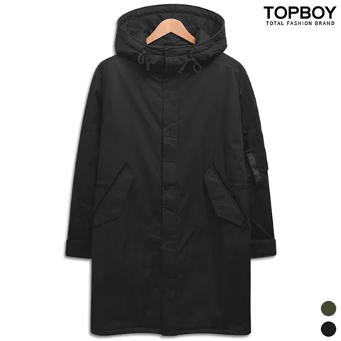 [탑보이] 다운라이크 오버핏 롱 야상 후드점퍼 (JW545)