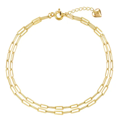 [니지쥬얼리] 14K GOLD 하트클립 두줄 체인팔찌