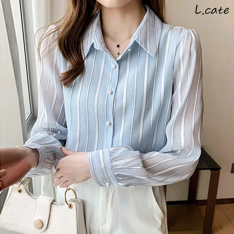 엘케이트 여성 블라우스 LDZ843 여자 소매 시스루 긴팔 셔츠