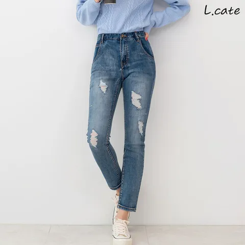 엘케이트 여성 청바지 LDM436 여자 하이웨스트 워싱 스판 스키니