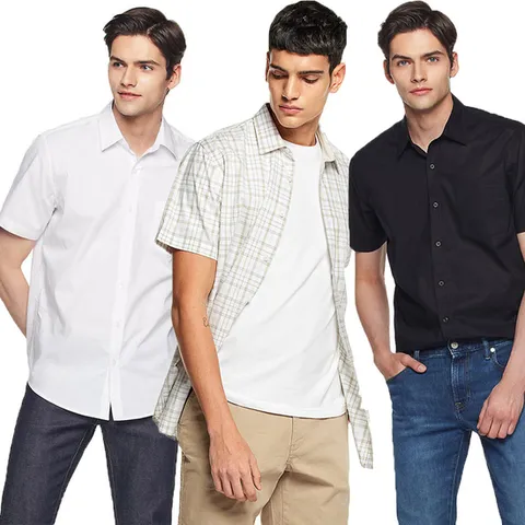 CQR 남성 남방 포플린 반팔 셔츠 CQ-TOS501