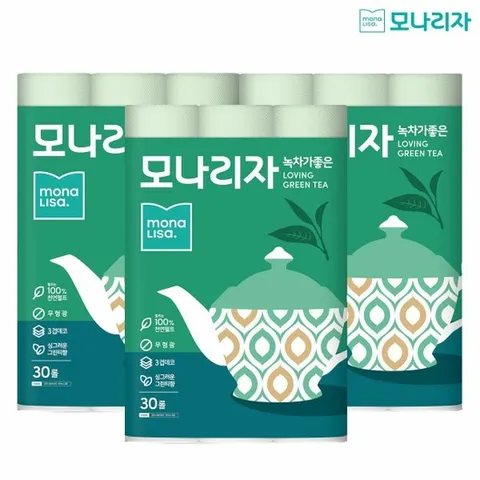 모나리자 녹차가좋은 30mX30롤 x 3팩 (천연펄프)