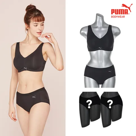 [푸마] 여성 스킨라이크 브라팬티 2종 블랙+랜덤팬티2종