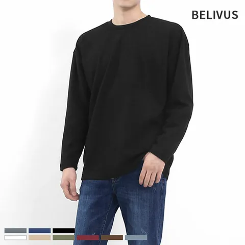 빌리버스 남자 티셔츠 BMD101 남성 오버핏 긴팔 라운드 티셔츠