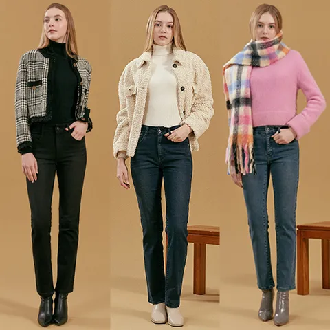 22FW 뱅뱅 여성 기모 슬림 스트레이트핏 데님 3종