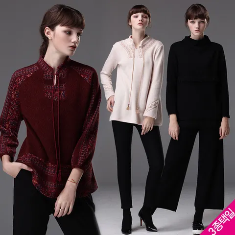 [르오트] 프랑수아 포근한 안감기모 에스닉 니트