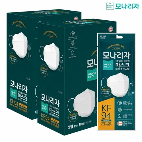 모나리자 스마일 황사 미세먼지 마스크 대형 KF94 x 60매