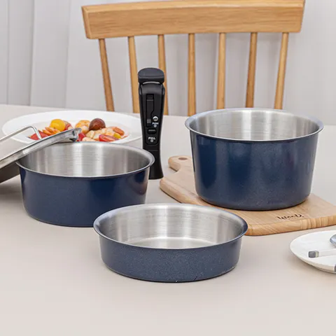 퀸센스 다담 탈부착 18cm 냄비 5P 세트 - 다크블루