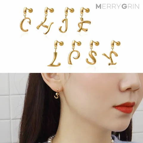 [메리그린] 14K GOLD 이니셜 피어싱 8종 택1 한쪽판매