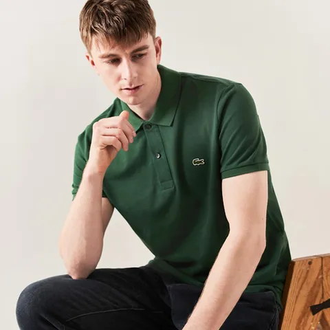 라코스테 슬림핏 카라 반팔티셔츠_그린