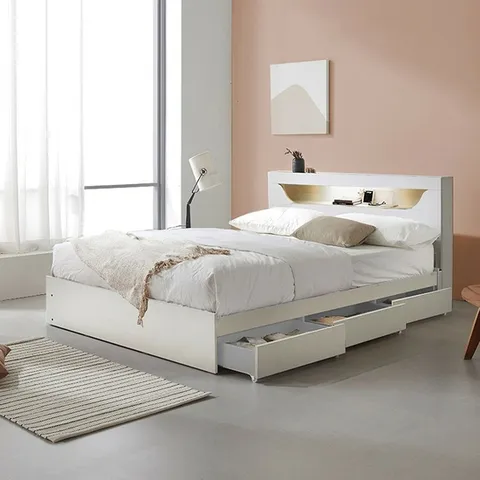 파로마 리에나 LED 멀티수납침대 Q 메리엇210T온탑매트 (착불)