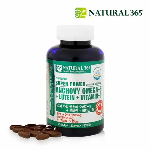 내츄럴365 캐나다 슈퍼파워 엔초비 오메가3+루테인+비타민D (1병-6개월분)