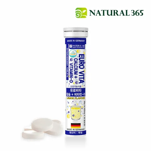 내츄럴365 독일 유로비타 발포비타민 칼슘+비타민D (1병-20일분)