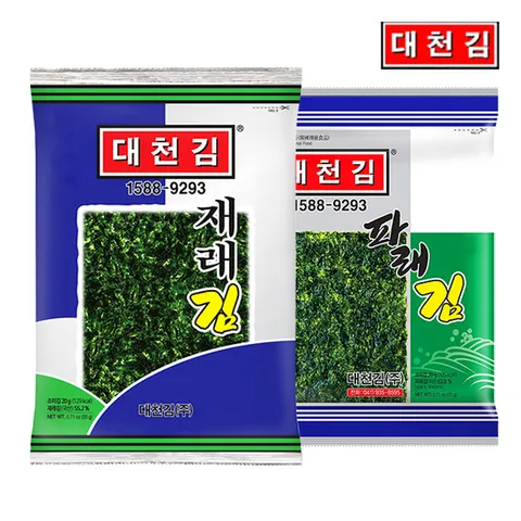 대천김 조미김 전장김 재래김 10봉 + 파래김 10봉 혼합 (20봉 x 1박스)