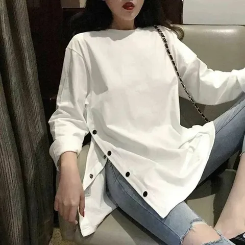 편한 외출복 휴양지룩 패션 오버핏 티셔츠 긴팔티