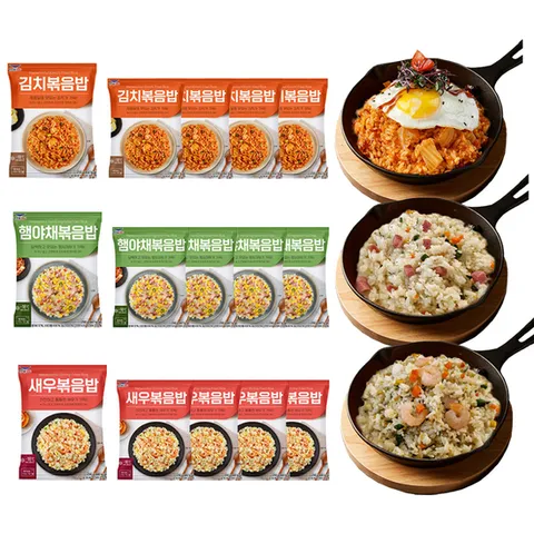한우물 볶음밥 3종 15개 세트 (김치5개+새우5개+햄야채5개)