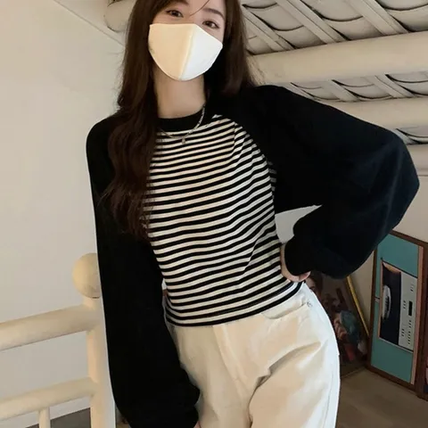 데일리 여성 단가라 크롭 캐주얼 긴팔 볼레로 티셔츠