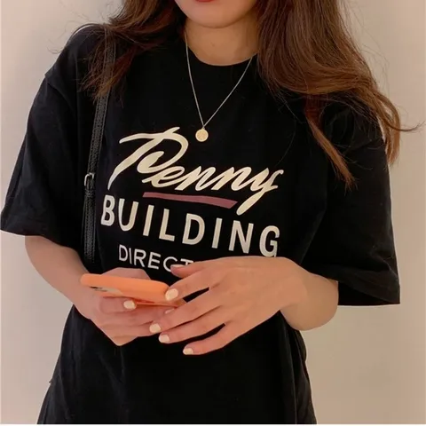 페니빌딩 레트로 박스 루즈핏 여자 반팔 티셔츠