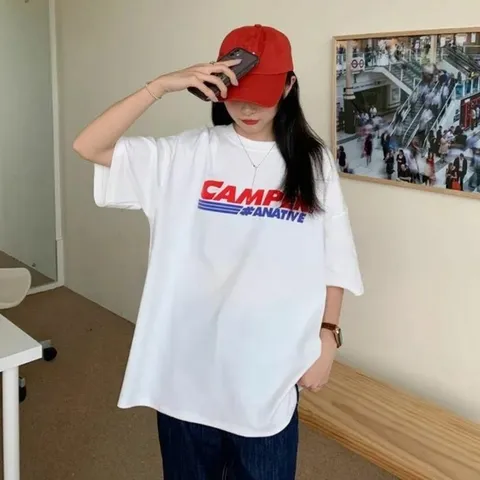 CAMPER 프린팅 박스 루즈핏 여자 반팔 티셔츠