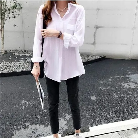 여자 데일리 편한 예쁜 기본 쿨 긴팔 블라우스 셔츠