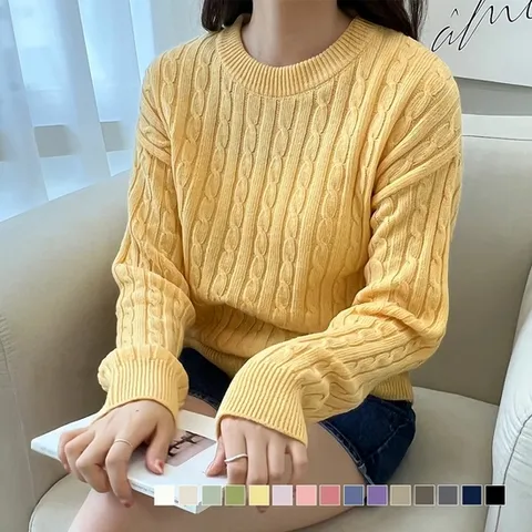베로니카 라운드 꽈배기 캐시 니트 SD-220826