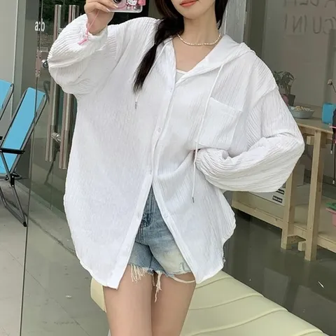 환절기 입기좋은 여성 비치룩 루즈핏 후드 가디건