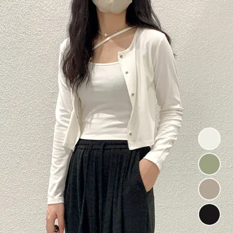 봄 가을 여성 크롭한 기장 나시 티셔츠 가디건 세트
