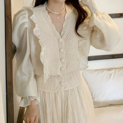 봄 레이스 프릴 가디건 긴팔 가을