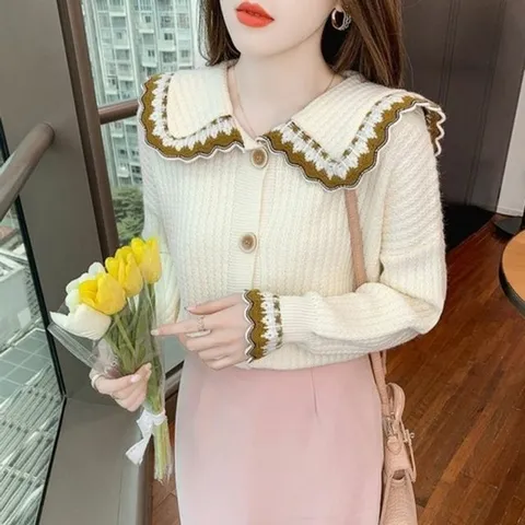 여자가디건 빅카라 메이비굿 여성가디건 가디건 배색