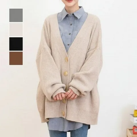 아우터 데일리 넉넉한 가디건 오버핏 디자인 사이즈