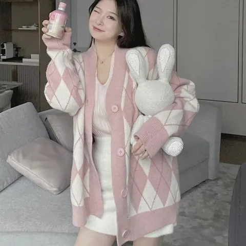 아가일 여자가디건 데일리 핏 여자출근룩 예쁜 여유