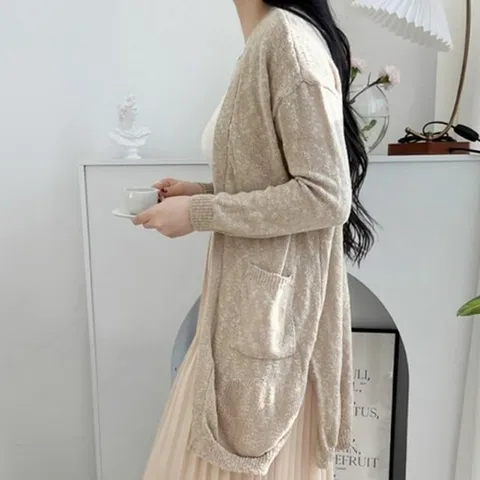베이직 가디건 러블리 기본 데일리 여자 롱