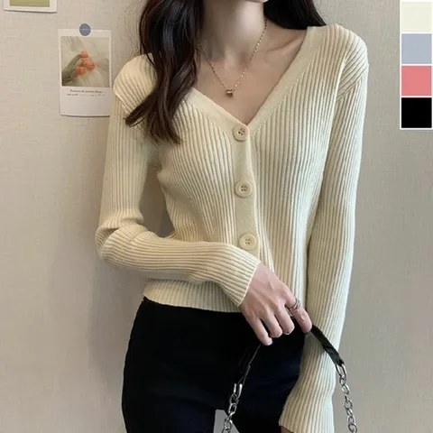 슬림핏 골지 가디건 데일리가디건 단추 슬림핏가디건