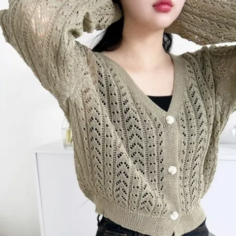 자켓 니트펀칭가디건세트DJJ1027가디건