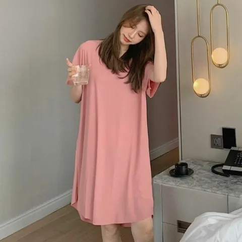 여성 편하고 시원한 소재 베이직 디자인 반팔 원피스