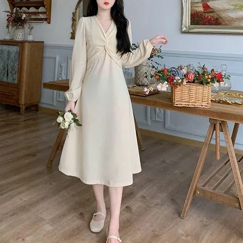여성 캐주얼 A라인 크로스 패션 롱원피스