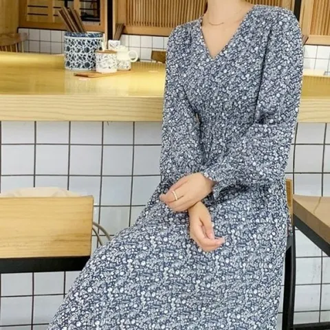 치마 셔링 플라워 원피스 DJJ0080