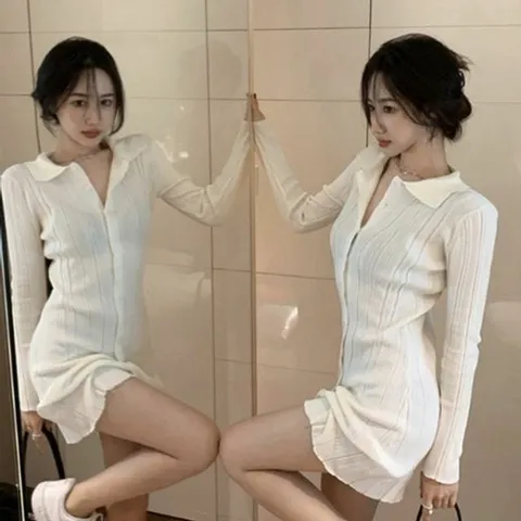 카라 날씬핏원피스 섹쉬 신축성좋은 원피스 핏예쁜 하