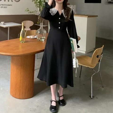 의류 롱원피스 카라넥블랙 하이앤드 미니원피스 메이