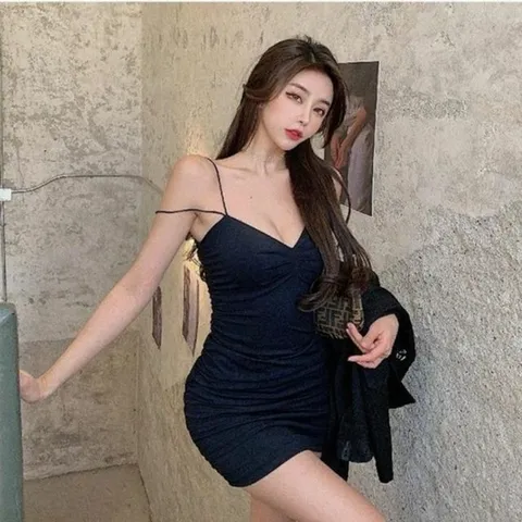 미니원피스 의류 셔링 원피스 메이비굿 끈나시 여자원