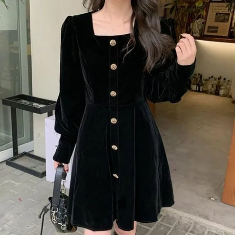 스퀘어넥 벨벳 원피스 스퀘어넥벨벳원피스 세련된 하