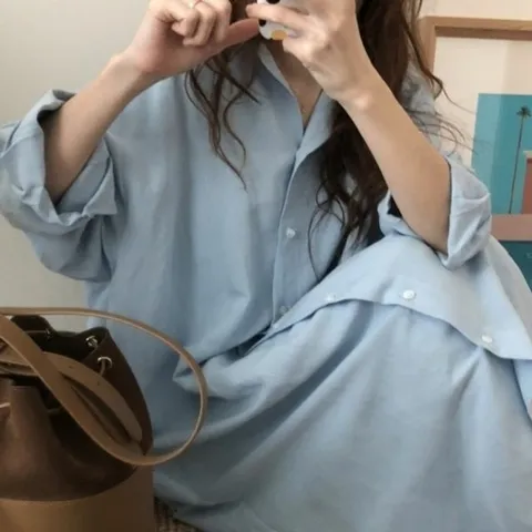 빅사이즈까지 원피스 셔츠형 G125680 루즈핏원피스 여