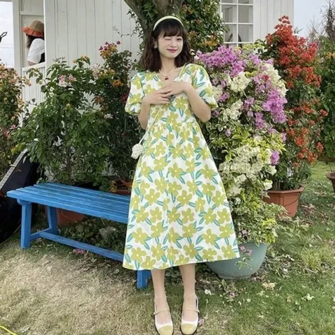 미니원피스 원피스 여자원피스추천 퍼프소매 빅플라워